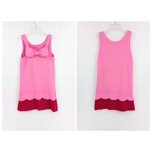 Kate Spade Bow Dress Girls 14Y / Large Pink Skirt the Rules Scalloped Hem Party